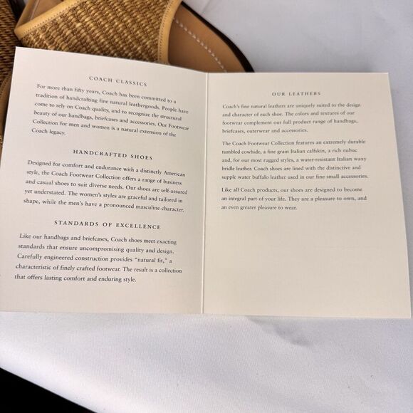 Coach Sz 7.5B Woven Square Toe Thong Sandals Nadya Des Desert Brown Leather J375 - Picture 9 of 12